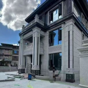 保定 别墅干挂，芝麻白与芝麻黑完美配合