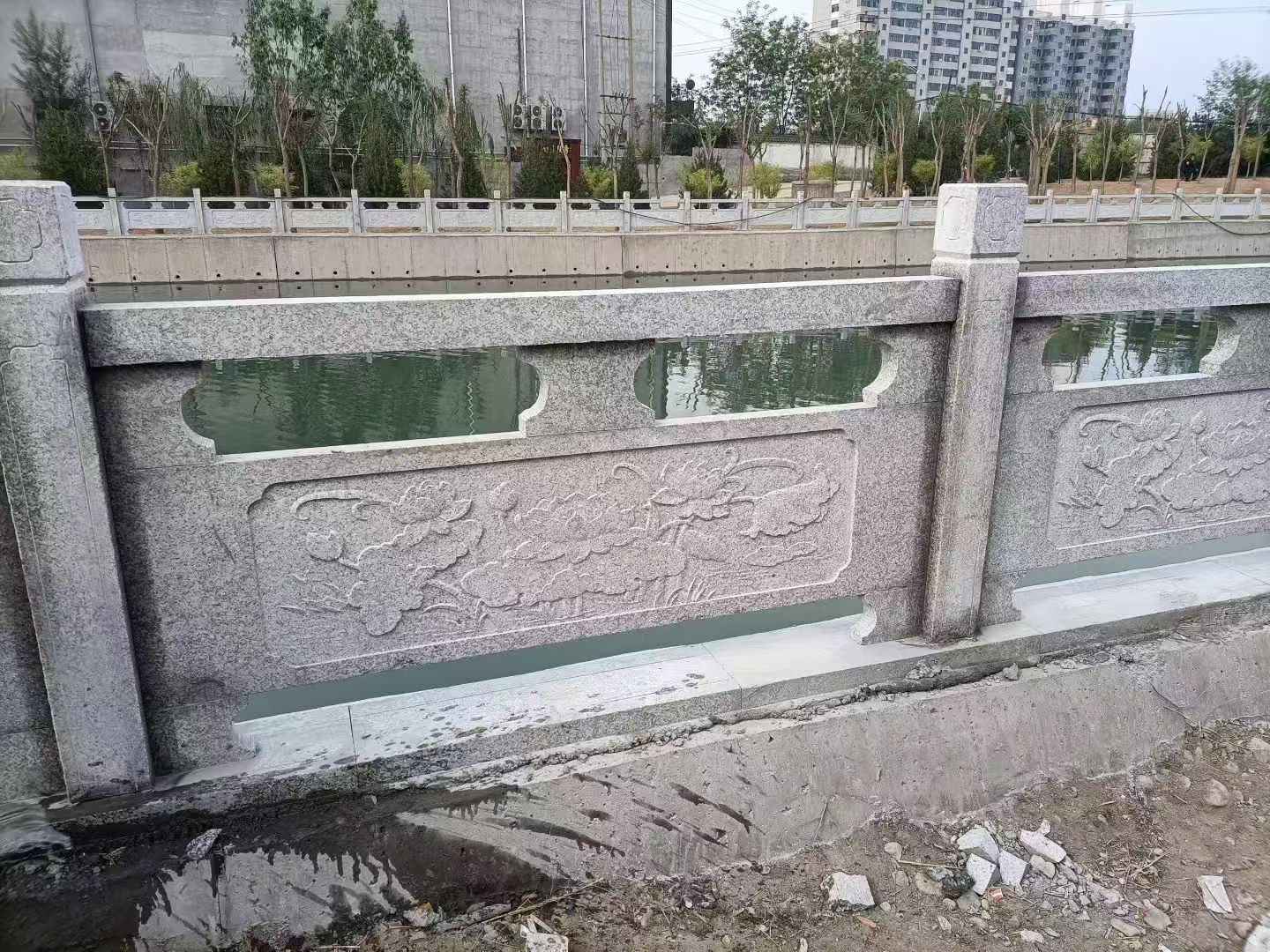 保定 芙蓉白大花桥梁、河道，石材栏杆、围栏、护栏