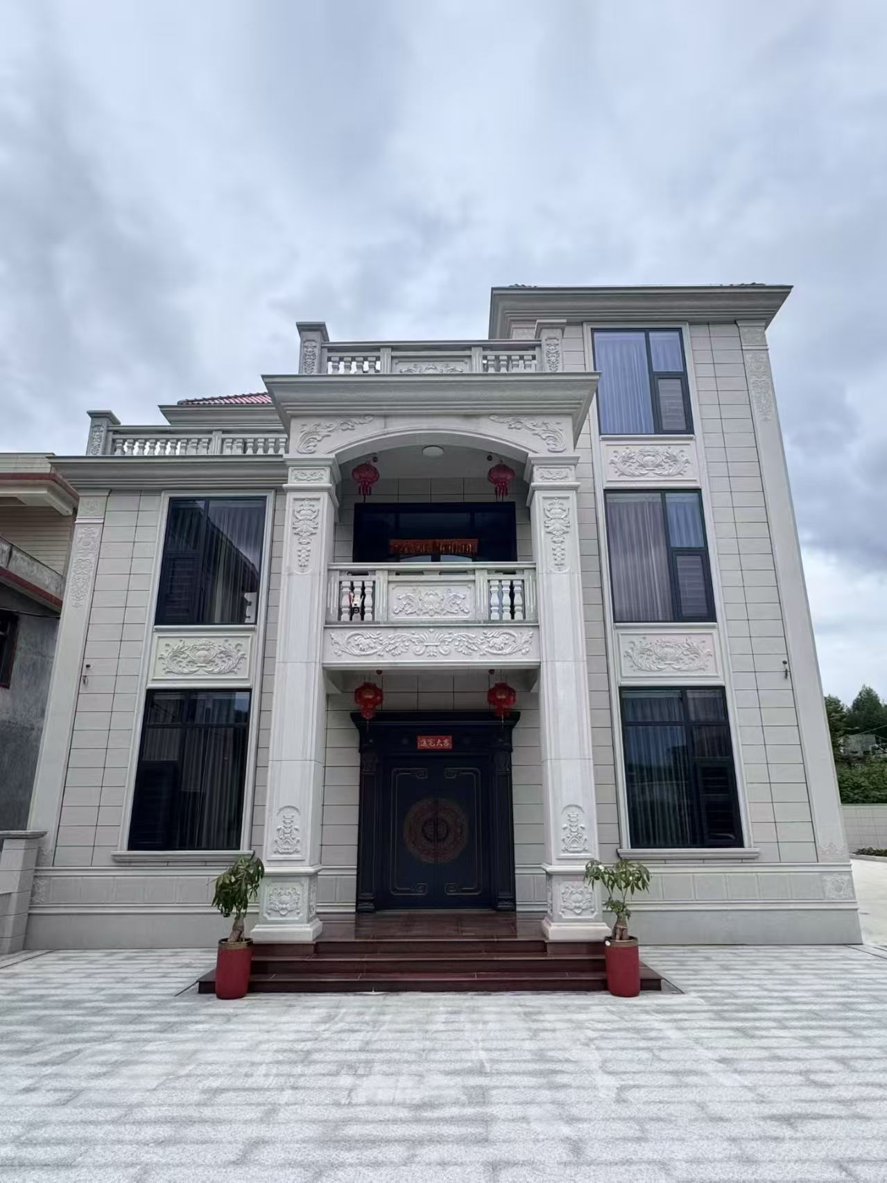 保定 芝麻白石材别墅干挂案例展示